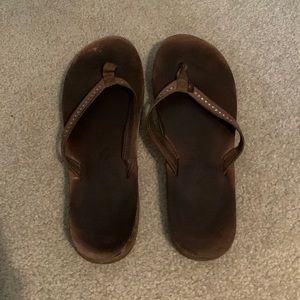 Women’s Brown Rhinestone Rainbow Flip Flops XL